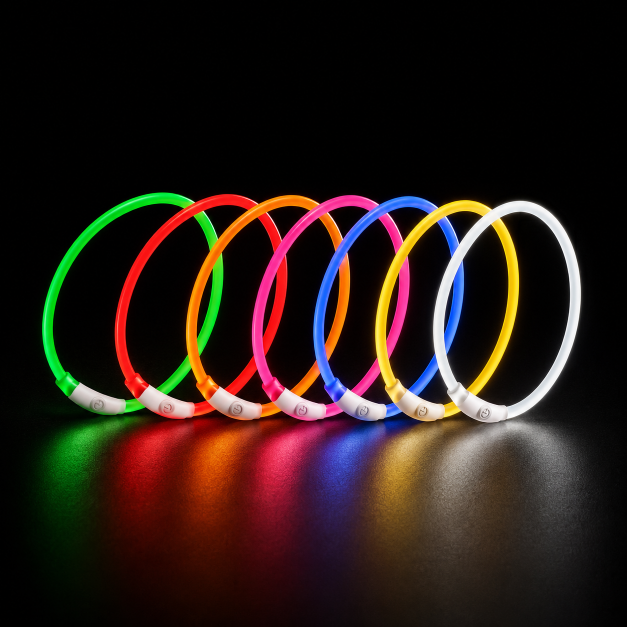 Set of colorful glow sticks on a black background